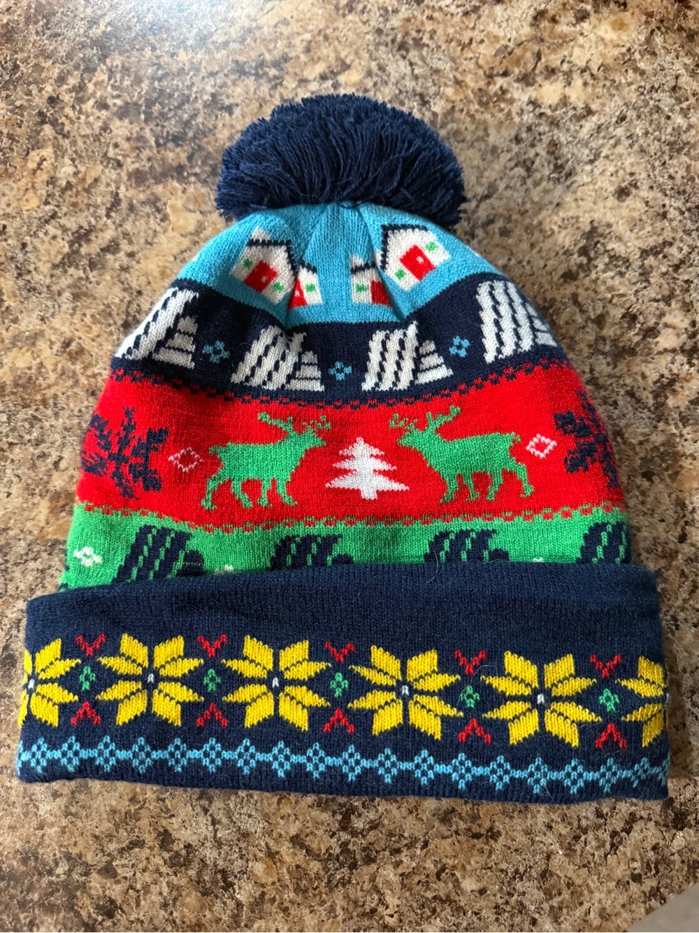 ALDI Gear Colorful Reindeer Pom Pom Beanie OS NWOT